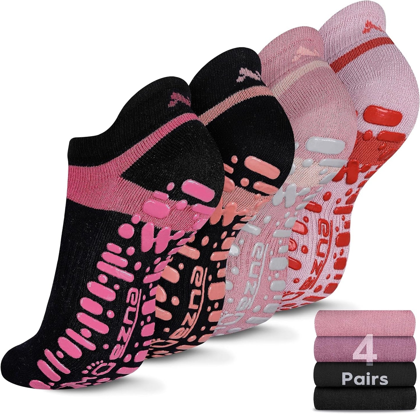 Non Slip Yoga Socks for Women, Anti-Skid Pilates, Barre, Hospital Socks with Grips, Unisize 